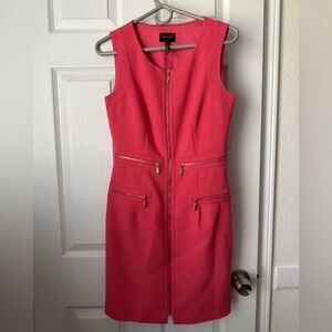 Laundry by Shelli Segal Coral Pink Sheath Dress Gold Zipper Power Dress Size 4